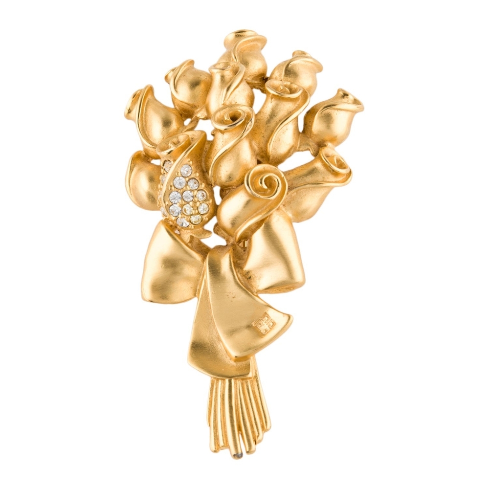 Givenchy Gold Rose Bouquet Brooch